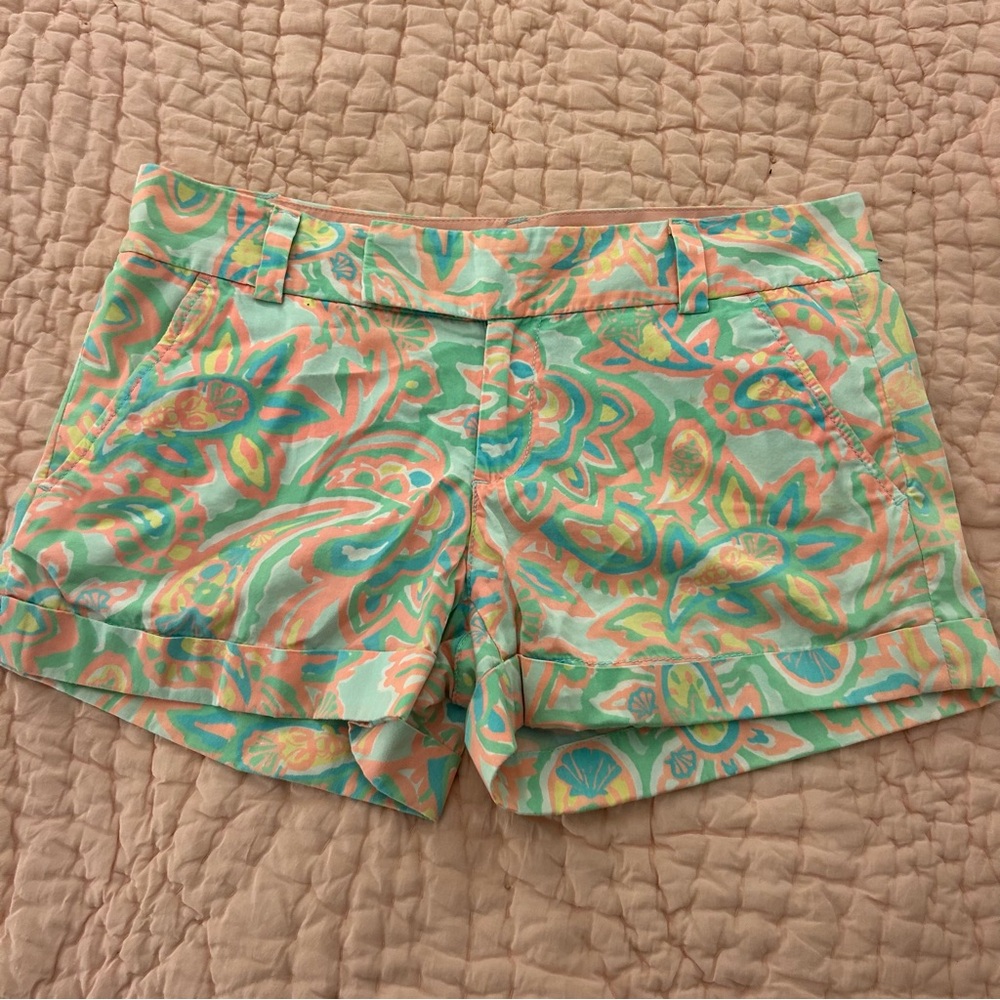 Lilly Pulitzer‎ Barclay Shorts Sandbar Blue Make a Splash Size 6 Fluorescent